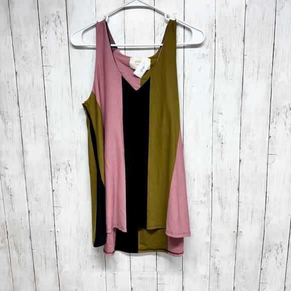 Puella Dress Women Size Small V-Neck Sleeveless Mini Tank Multicolor Stripe USA - Picture 1 of 7